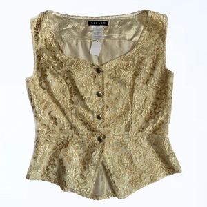 Y2K gold lacy top
